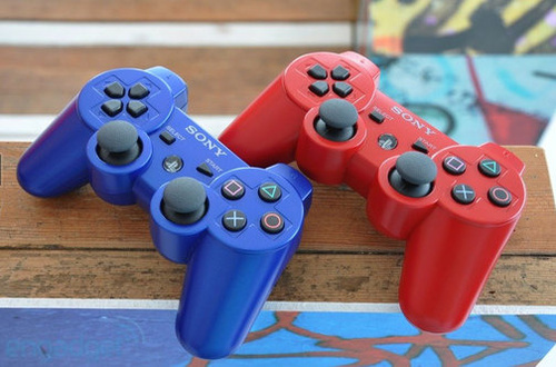Red Blue DualShock 3 Controllers
