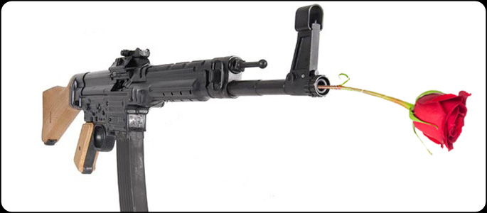 feature peace gun and flower