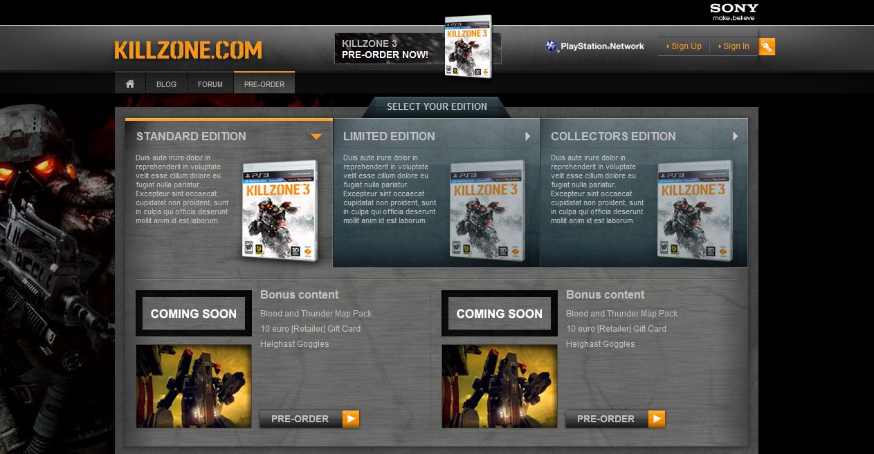 Killzone 3 Website Collectors