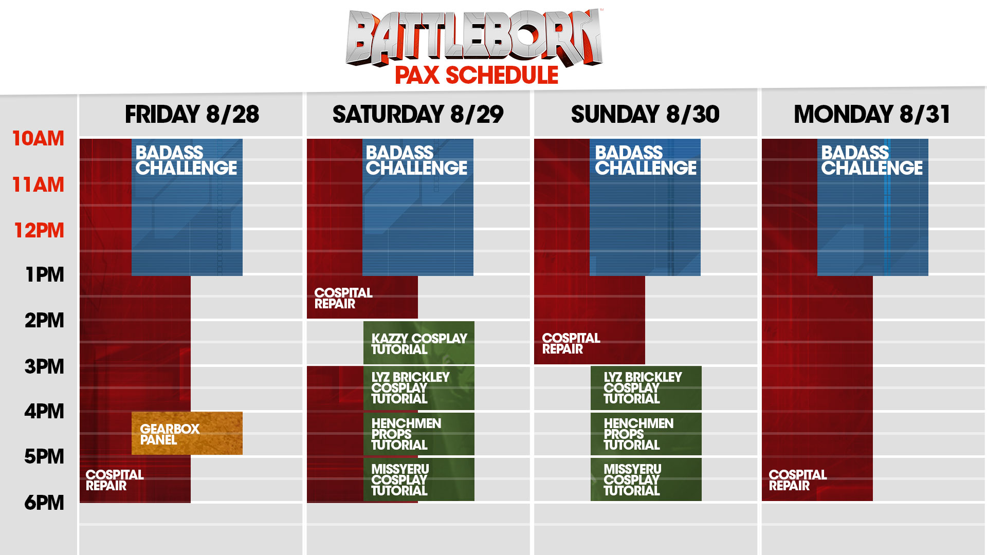Gearbox PAX Prime 2015 Schedule