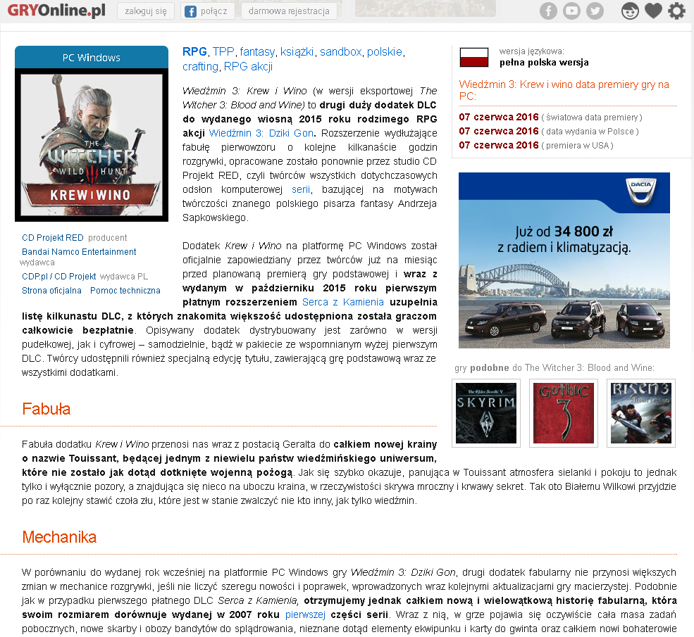 witcher 3 blood and wine listing