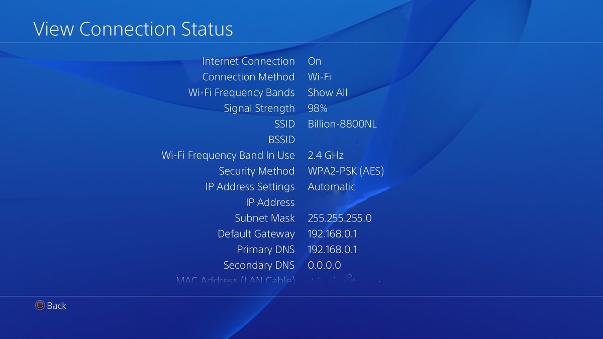 PS4 Slim network status