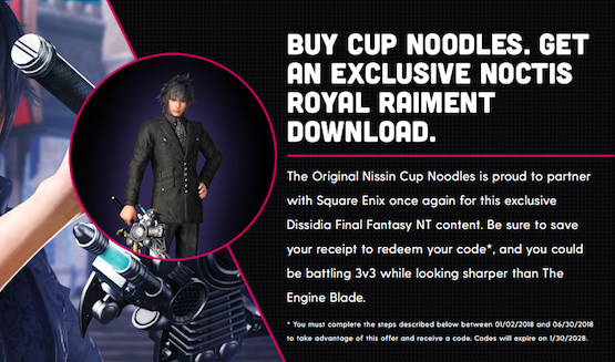 Dissidia Final Fantasy NT Cup Noodles DLC