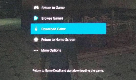 PlayStation Now Download Game option