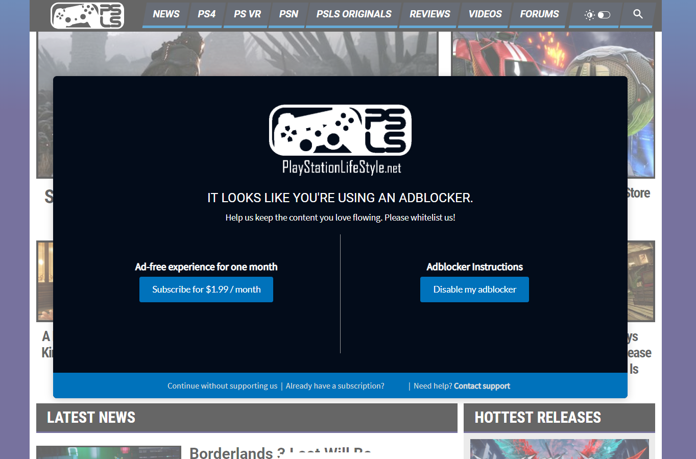 PSLS ad free pop up ad free psls