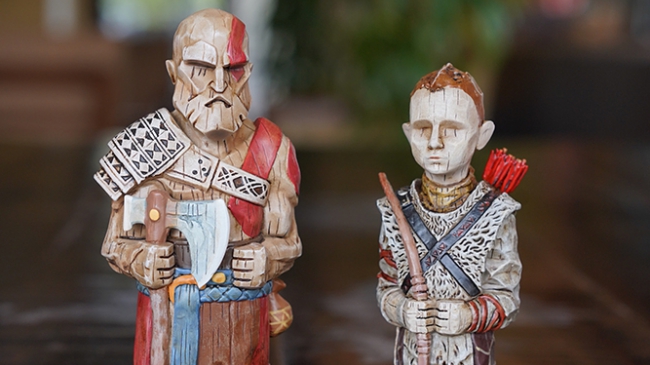 wooden kratos and atreus