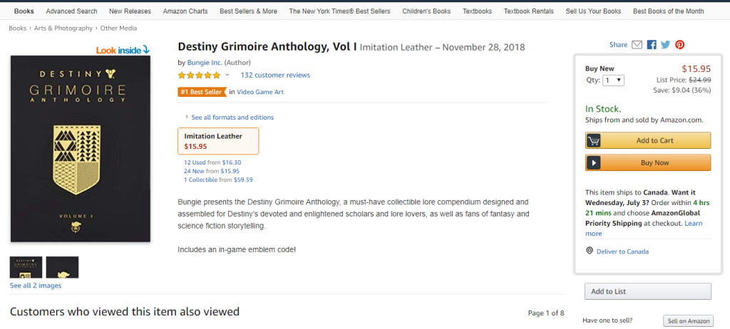Save 36% On The Destiny Grimoire Anthology Vol 1 On Amazon