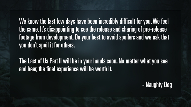 naughty dog message