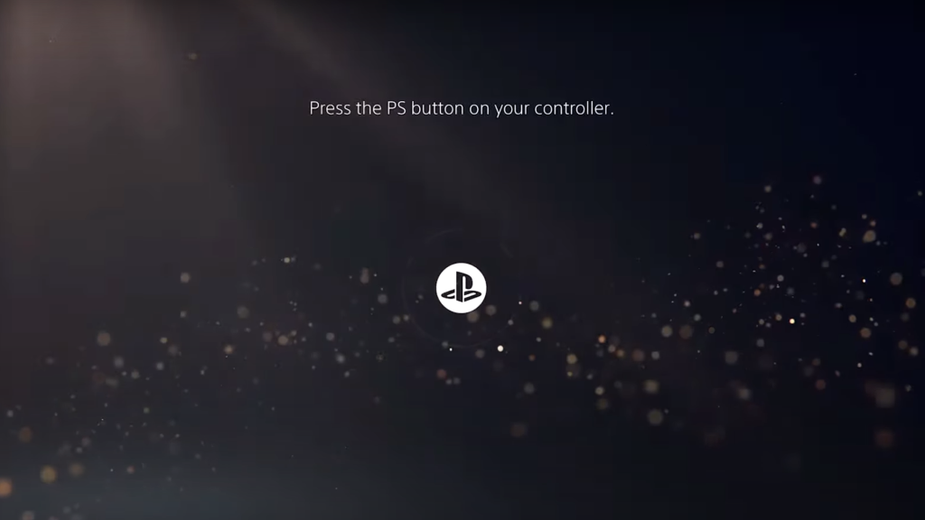 PS5 startup screen UI