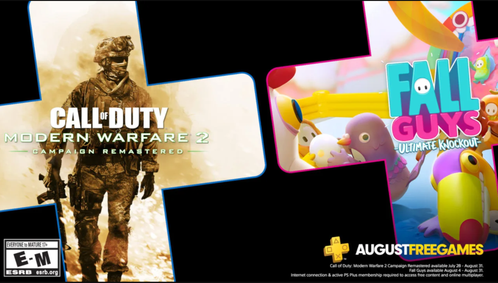 august 2020 ps plus free games fall guys modern warfare 2