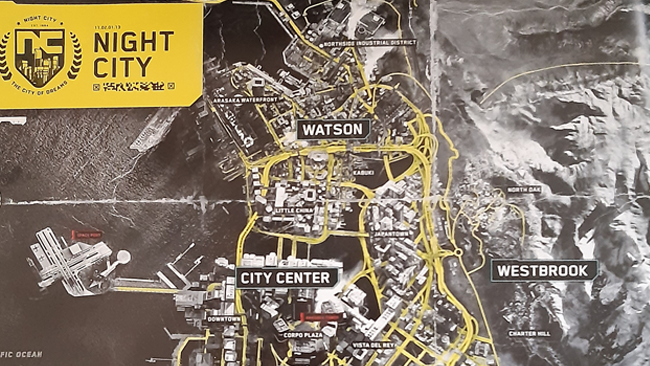 Cyberpunk 2077 map night city