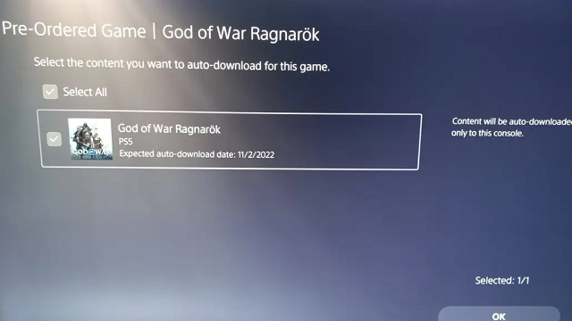 God of War Ragnarok Preload Date