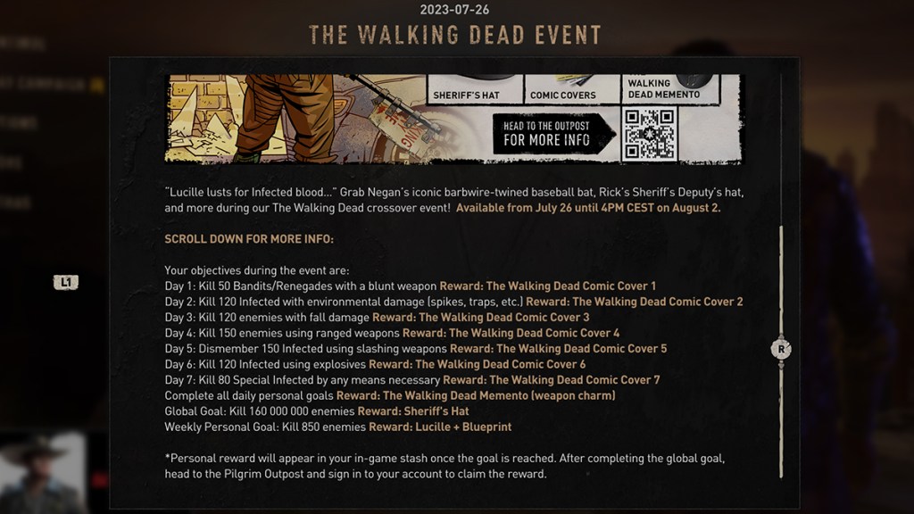 Dying Light 2's The Walking Dead Event Kicks Off, Contains Multiple Cosmetics