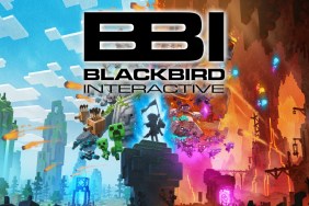Logo for Blackbird Interactive over Minecraft Legends promo art