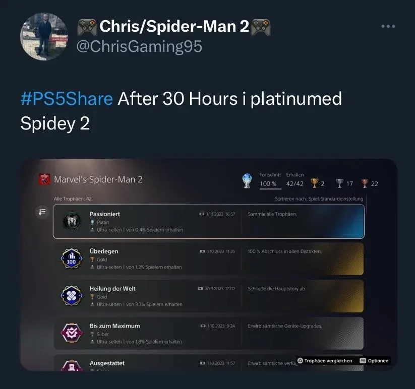 Marvel Spider-Man 2] platinum : r/Trophies