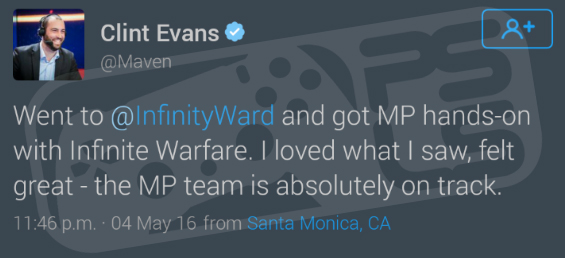 eSports Infinite Warfare Tweet