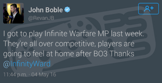 eSports Infinite Warfare Tweet
