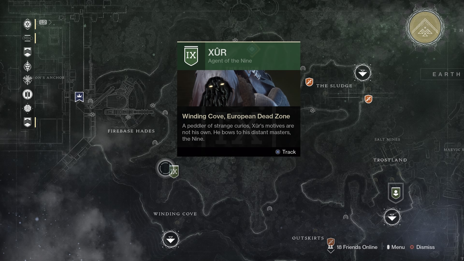 Destiny 2 Xur EDZ Map