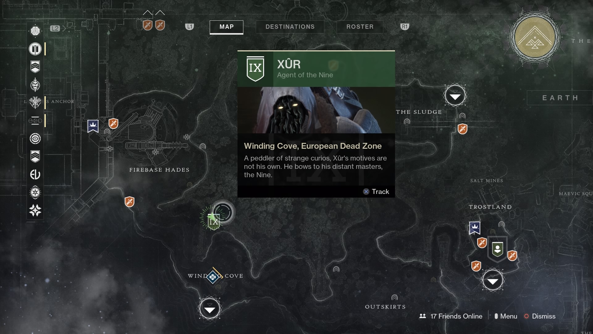 Destiny 2 Xur EDZ Map