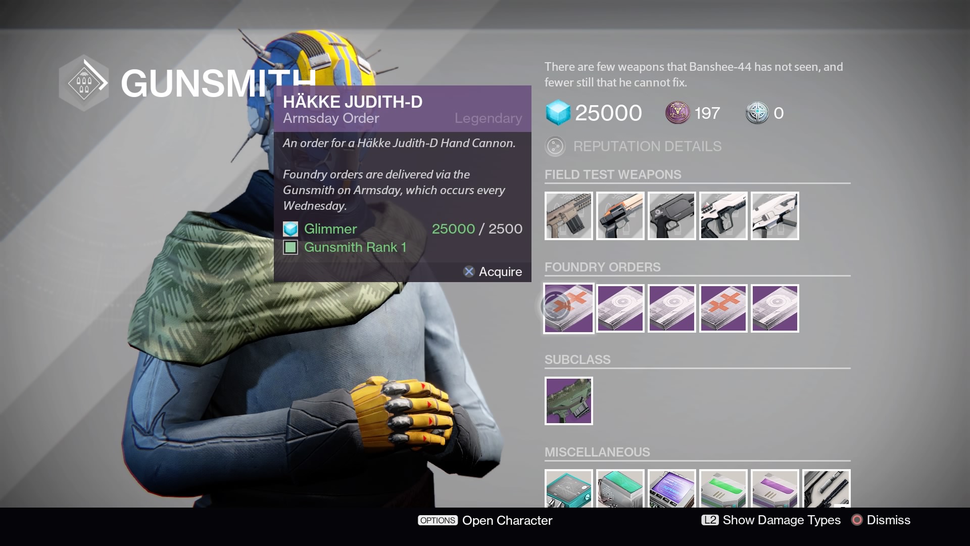 Destiny Gunsmith May 3, 2017