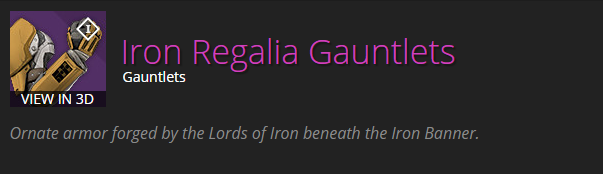Destiny: Iron Banner Gear 1/13/2015
