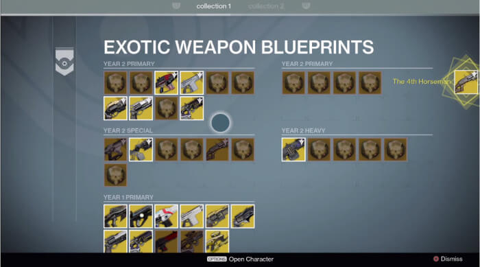 Exotic, Shader, and Emblem Collections