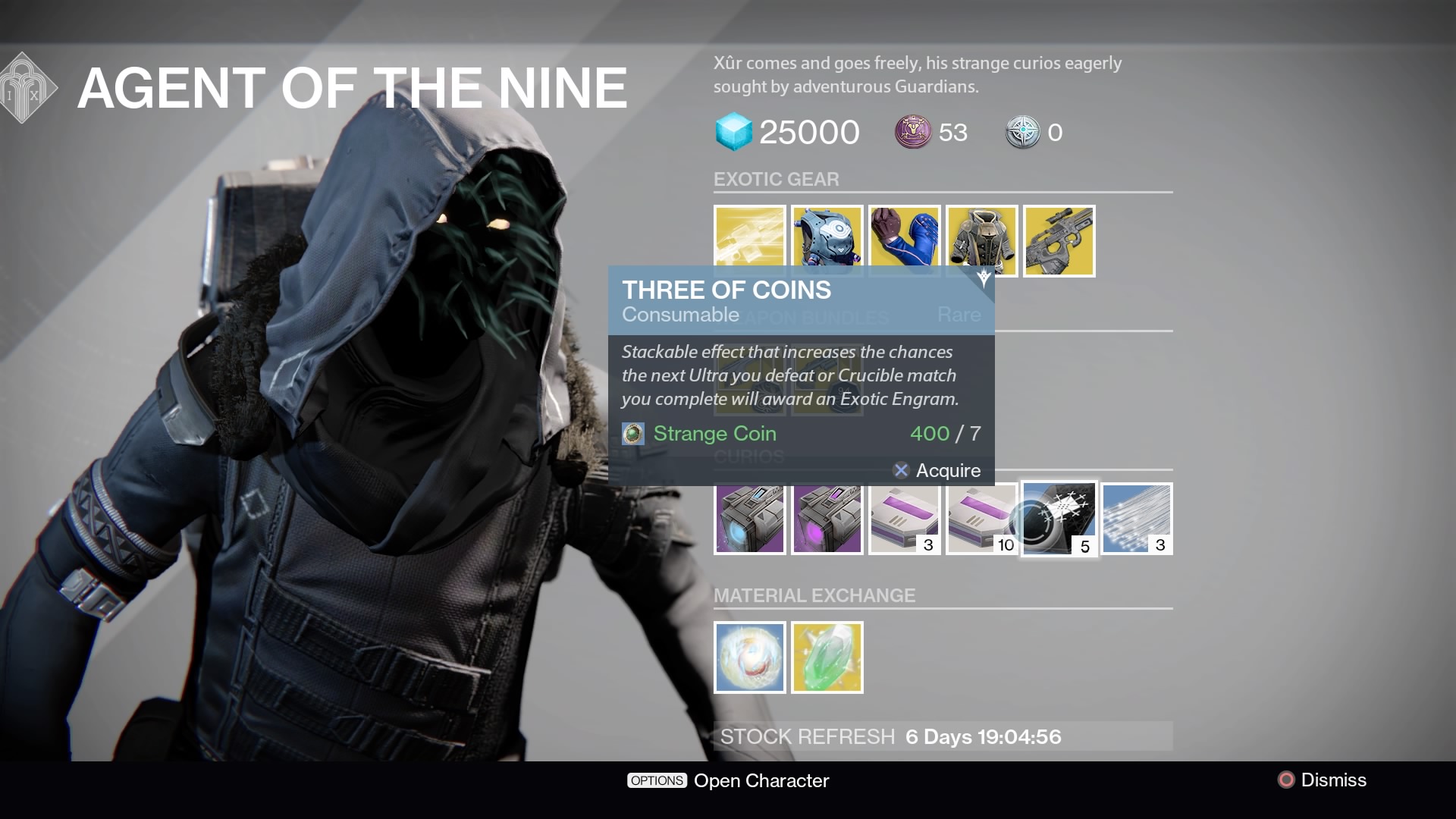 Destiny Xur Location and Items for May 57, 2017 Listed