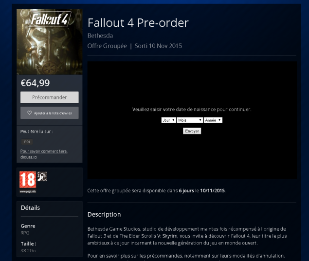 France PSN store