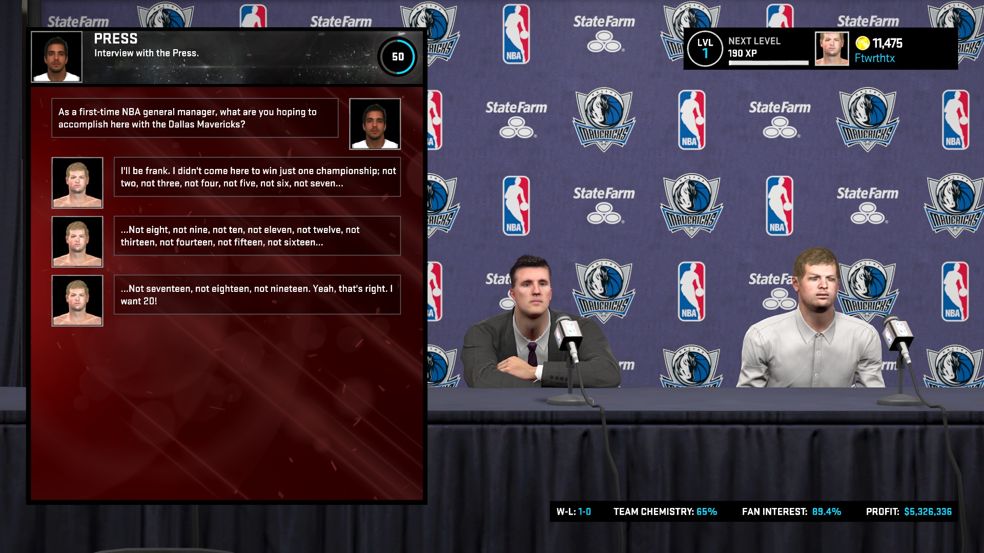 NBA 2K15 GM Press Conference