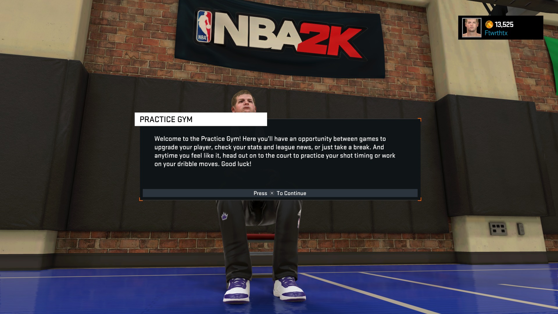 NBA 2K15 Practice gym. Just press on the left stick to get out on the floor.