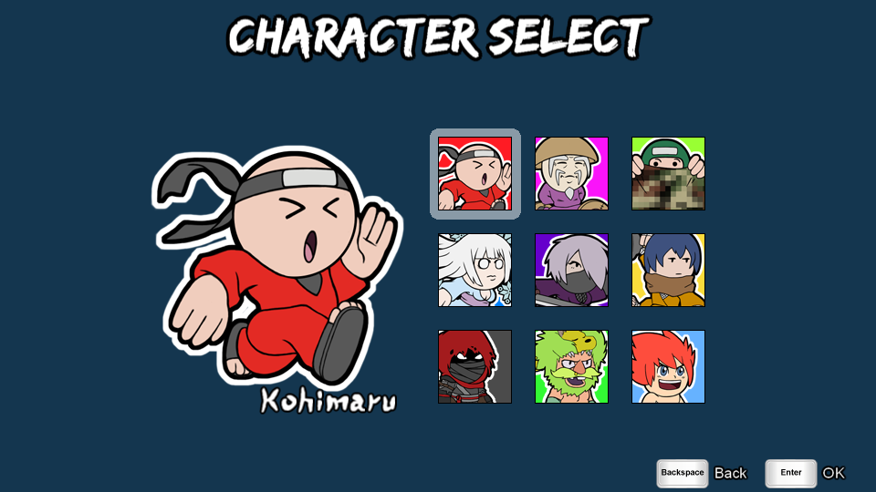 Super Hyperactive Ninja Character select