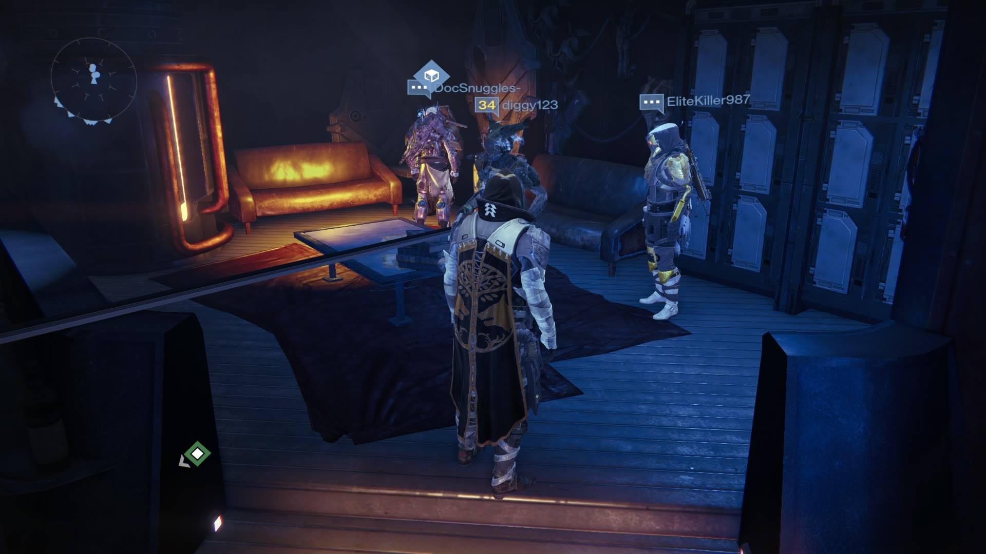 Xur – Agent of the Nine can be found in the Hunter's Lounge area, below the Hangar. 