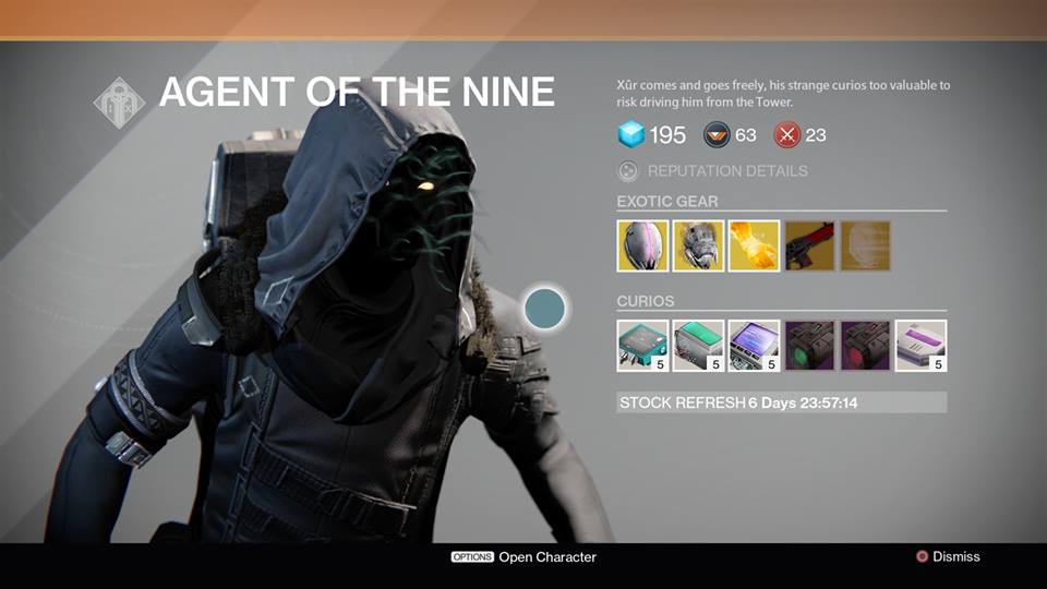 Xur Items for October 3, 2014