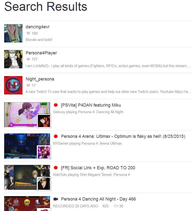 Same Search on Twitch